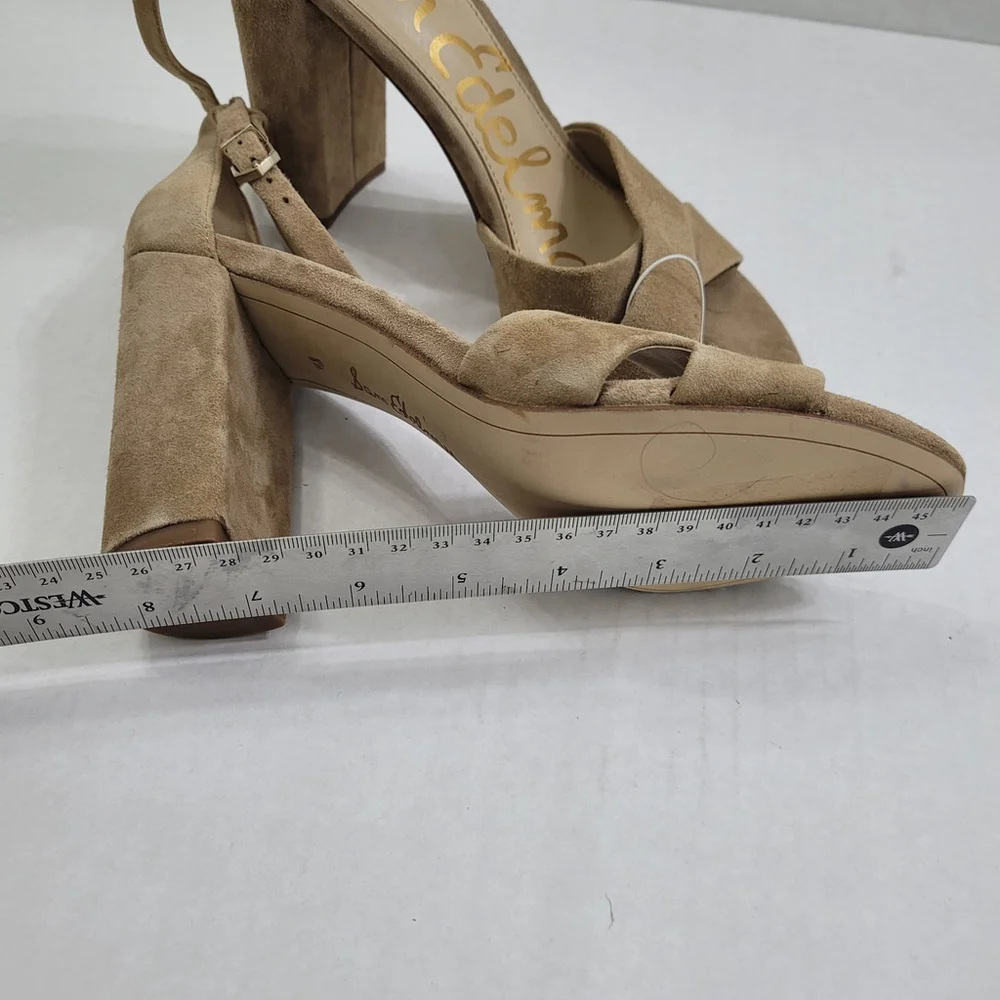 Sam Edelman Yancy Block Heel Ankle Strap Suede Sandals in Oatmeal Size 8.5 NWOT